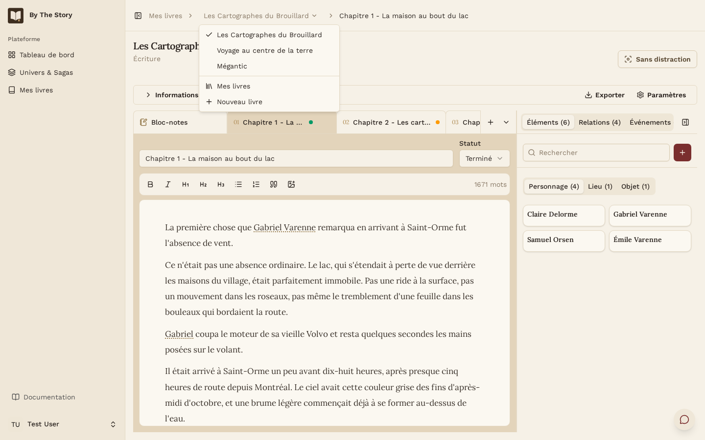 Sélecteur de livre dans le fil d'Ariane