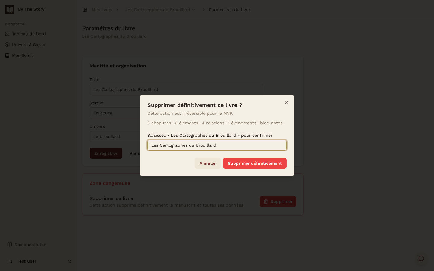 Confirmation de suppression d'un livre